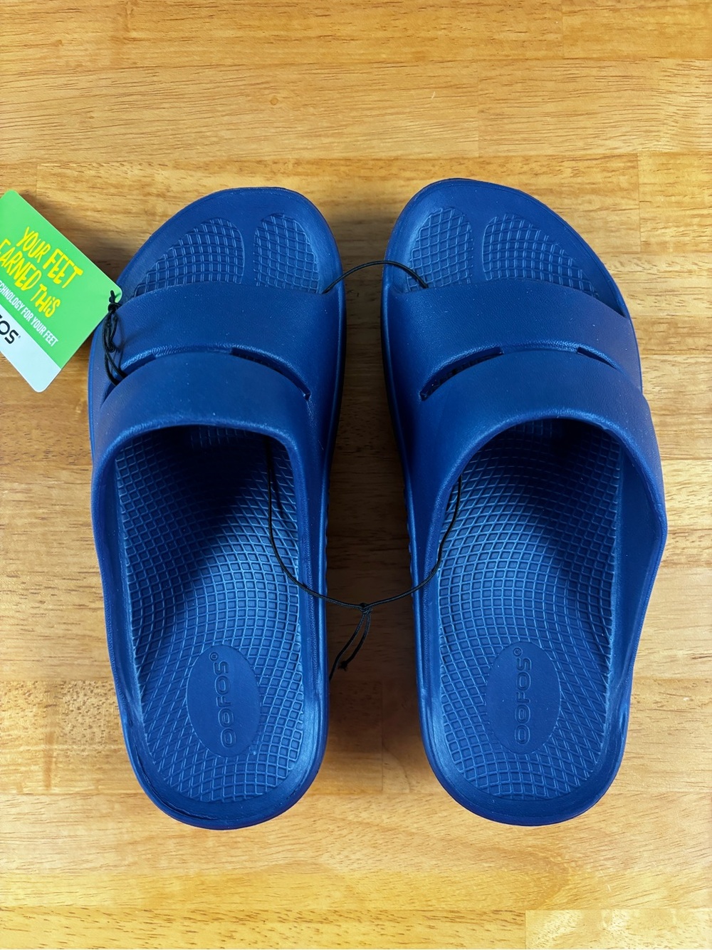 OOFOS Ooahh Navy Blue Slide Sandals Comfort Slip On Women’s 8, Men’s 6 - Picture 2 of 10